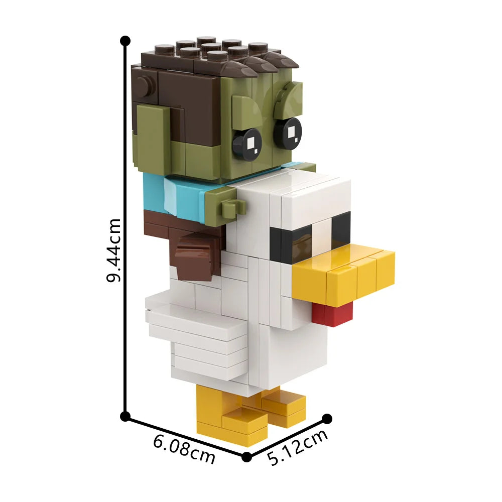 My World Building Blocks Sets Interactive Game Attack Chicken Jockey Cute Animal Steve's Lava Chicken Bricks Toy Gift