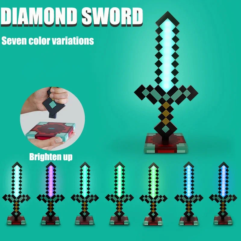 Minecraft sword night light decoration colour changer sword game peripheral gift model table lamp gift for children