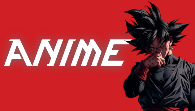 Anime character with spiky black hair on red background and bold 'ANIME' text, Nevraa store banner
