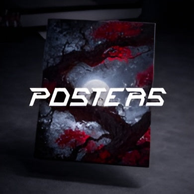 Anime magnetic metal poster with dark twisted tree and red leaves, Nevraa gaming decor