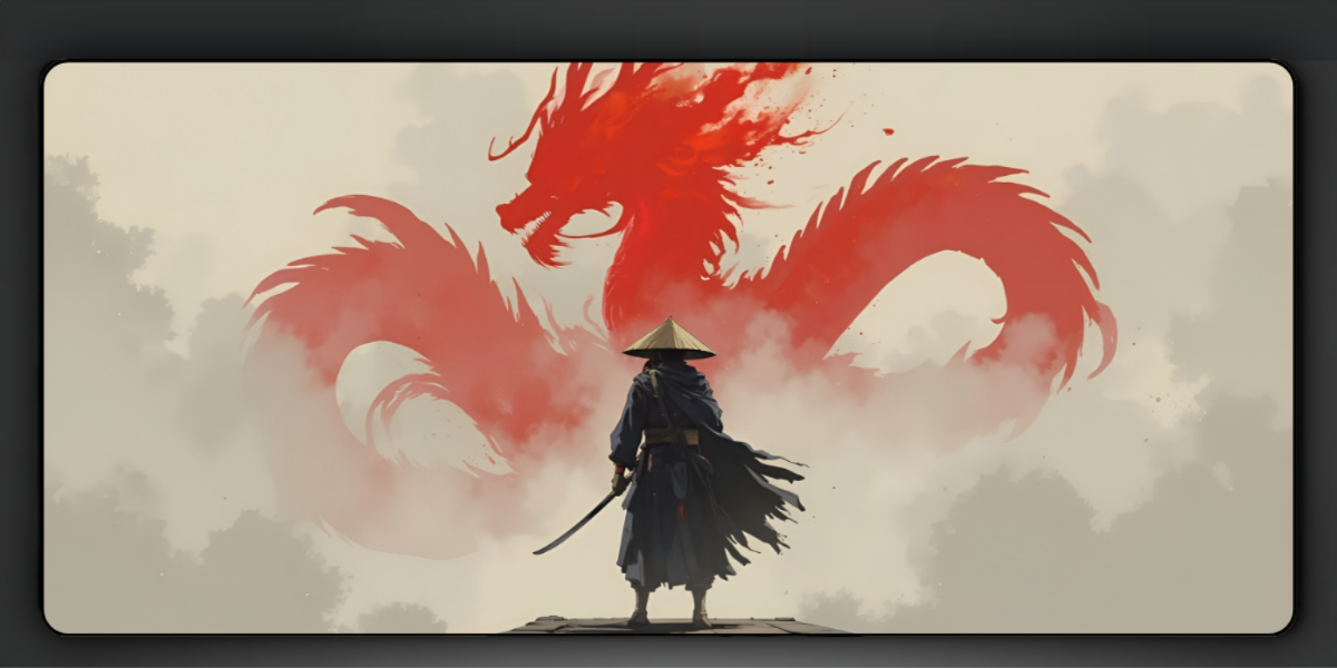 White Dragon Samurai Deskmat — deskmat india wall art for gaming room