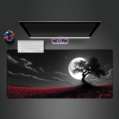 Moon view Red Deskmat — deskmat india wall art for gaming room