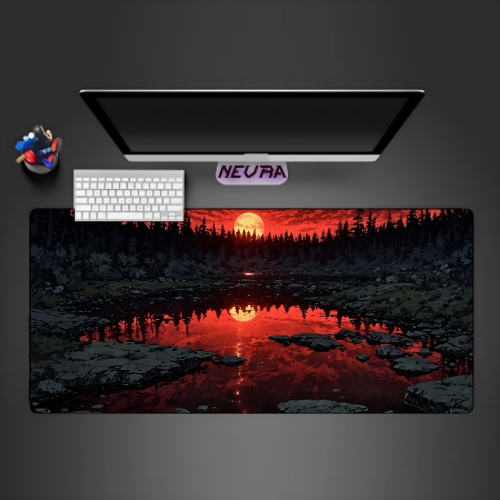 Forest Red Deskmat — deskmat india wall art for gaming room
