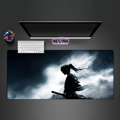 White samurai Deskmat — deskmat india wall art for gaming room