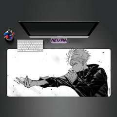 White Gojo Deskmat — character:gojo wall art for gaming room