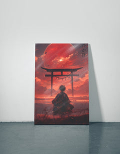 Red Tanjiro Metal Poster — aluminium poster wall art for gaming room