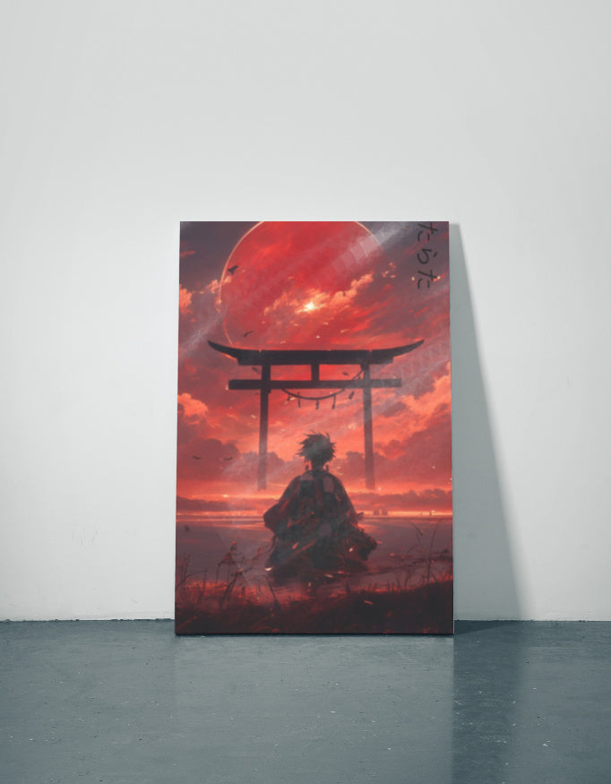 Red Tanjiro Metal Poster — aluminium poster wall art for gaming room