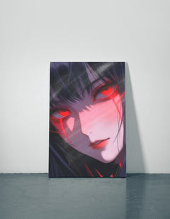 Red Eyes Metal Poster — aluminium poster wall art for gaming room