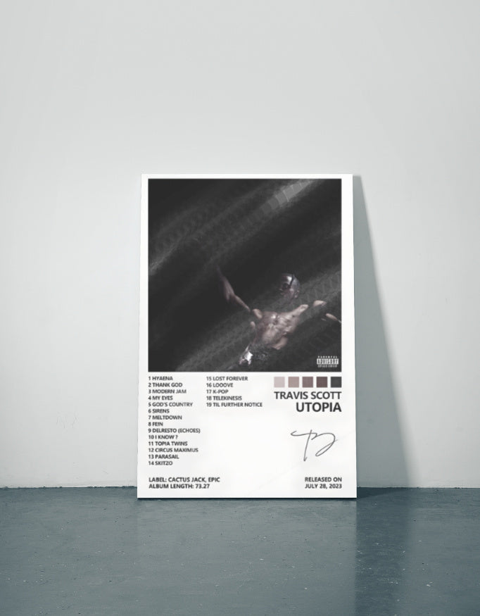 Travis Scott Utopia Metal Poster — aluminium poster wall art for gaming room