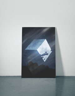 Minecraft Moon Metal Poster — aluminium poster wall art for gaming room