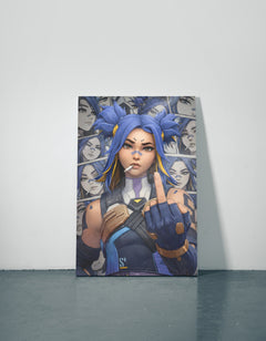 Valorant Neon Metal Poster — aluminium poster wall art for gaming room