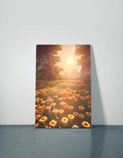 Minecraft Flower Field Metal Poster — aluminium poster wall art for gaming room