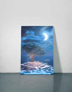 Minecraft Night Metal Poster — aluminium poster wall art for gaming room
