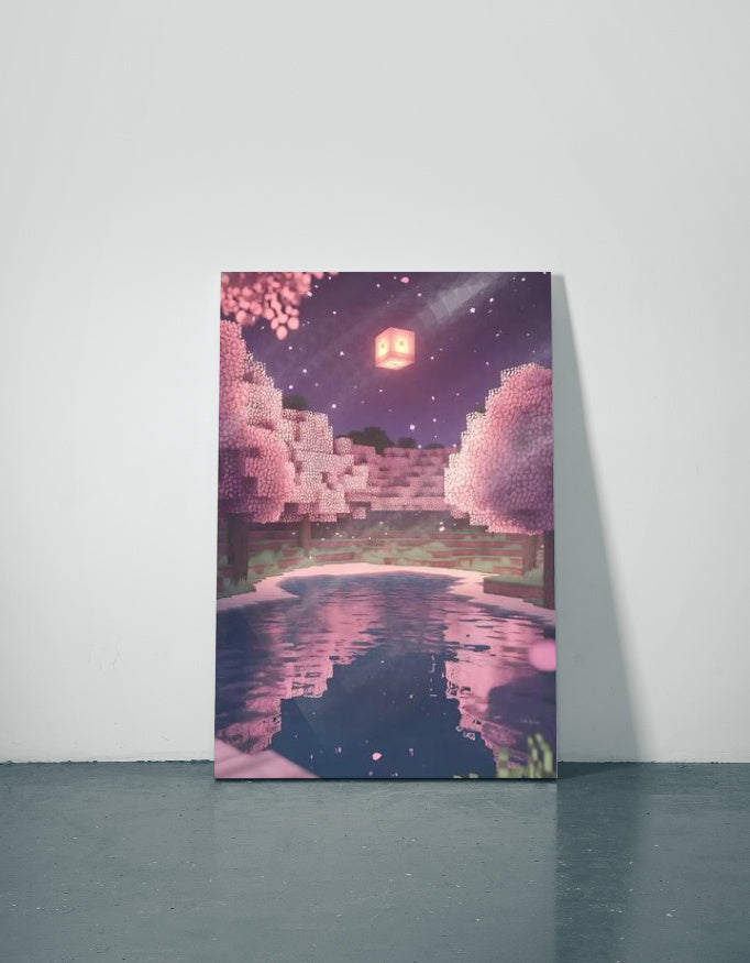 Minecraft Cherry Metal Poster — aluminium poster wall art for gaming room