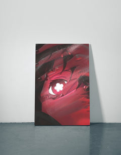 Red Eyes Metal Poster — aluminium poster wall art for gaming room