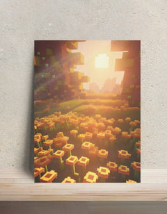 Minecraft Flower Field Metal Poster — aluminium poster wall art for gaming room