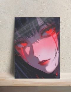 Red Eyes Metal Poster — aluminium poster wall art for gaming room
