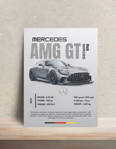 Mercedes AMG GT Metal Poster — aluminium poster wall art for gaming room