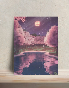Minecraft Cherry Metal Poster — aluminium poster wall art for gaming room