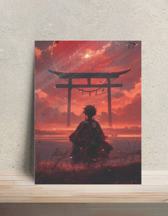 Red Street Metal Poster — aluminium poster wall art for gaming room