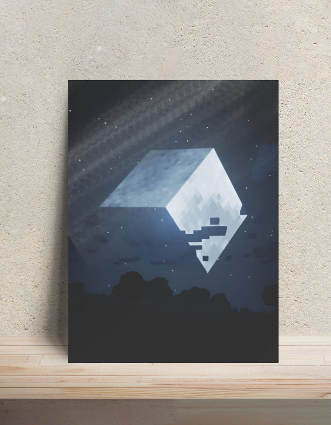 Minecraft Moon Metal Poster — aluminium poster wall art for gaming room