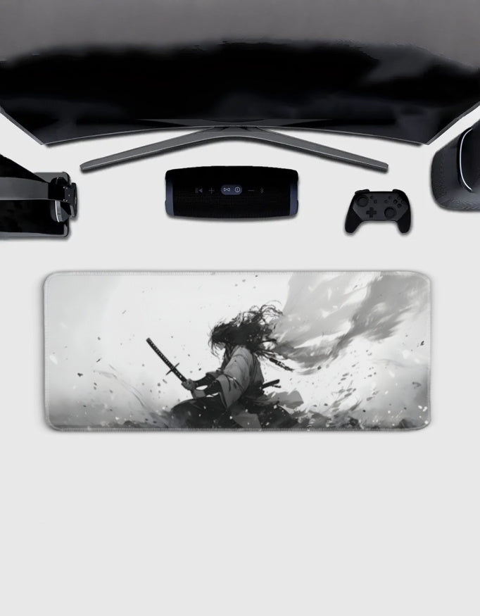 White Samurai Deskmat — deskmat india wall art for gaming room