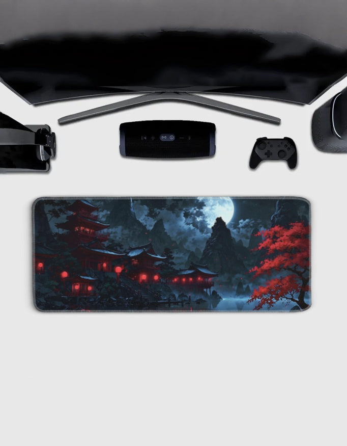 Mountain Night Red Deskmat — deskmat india wall art for gaming room