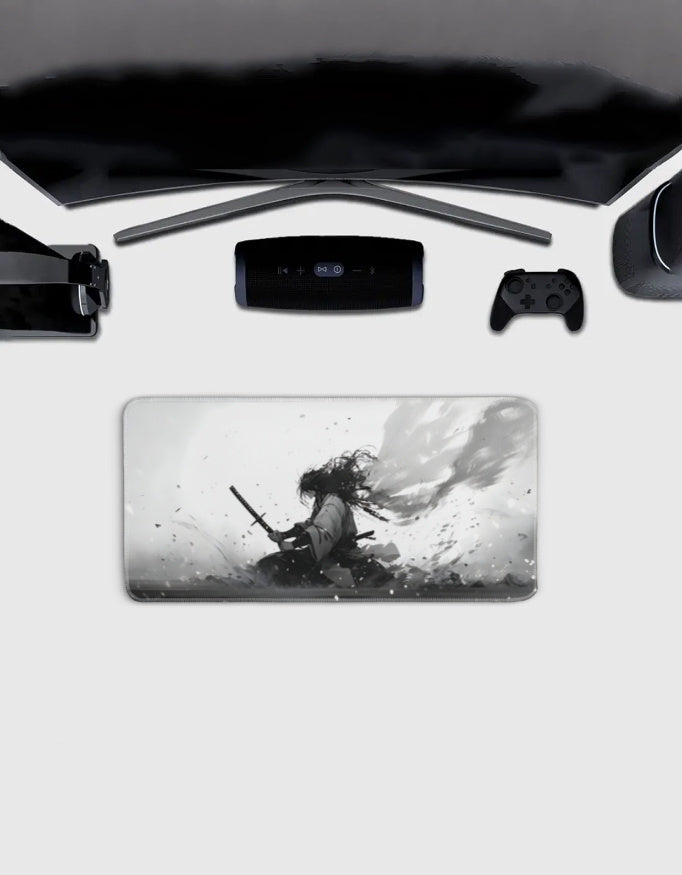 White Samurai Deskmat — deskmat india wall art for gaming room