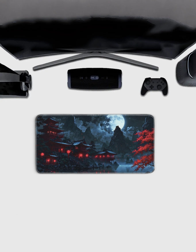 Mountain Night Red Deskmat — deskmat india wall art for gaming room