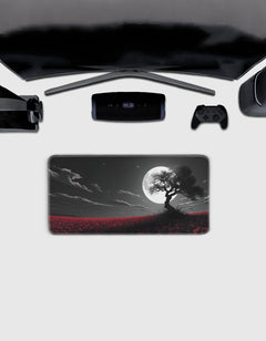 Moon view Red Deskmat — deskmat india wall art for gaming room