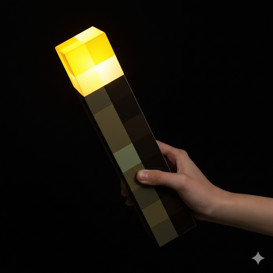 MC Game Brownstone Torch Lamp Figure 4Colors LED Night Light Bedroom Decorative Table Lamp USB Charging with Buckle Kids Toy Gif