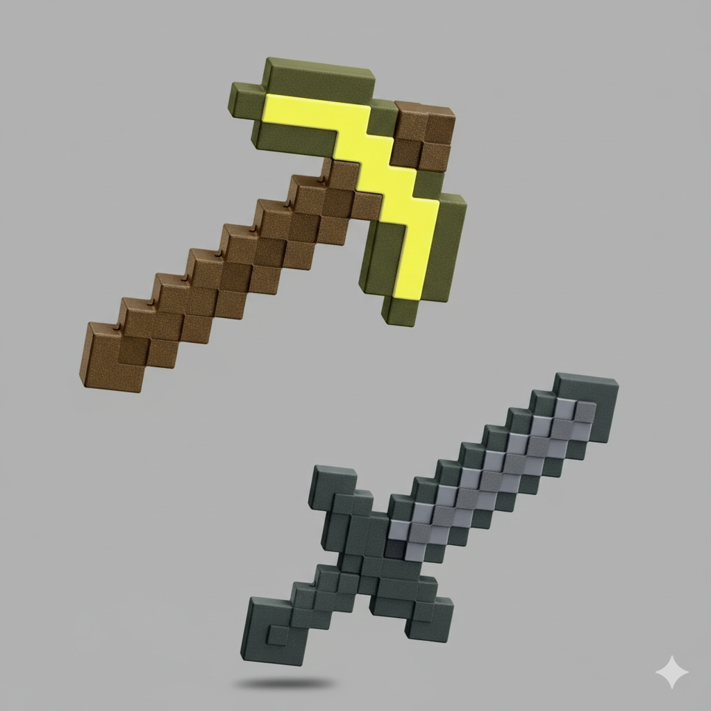 Minecraft Gold Pickaxe Iron Sword Role-Play