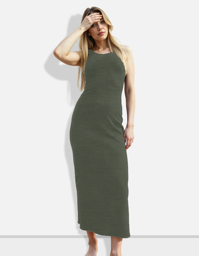 olivedrab AOP Bodycon Dress