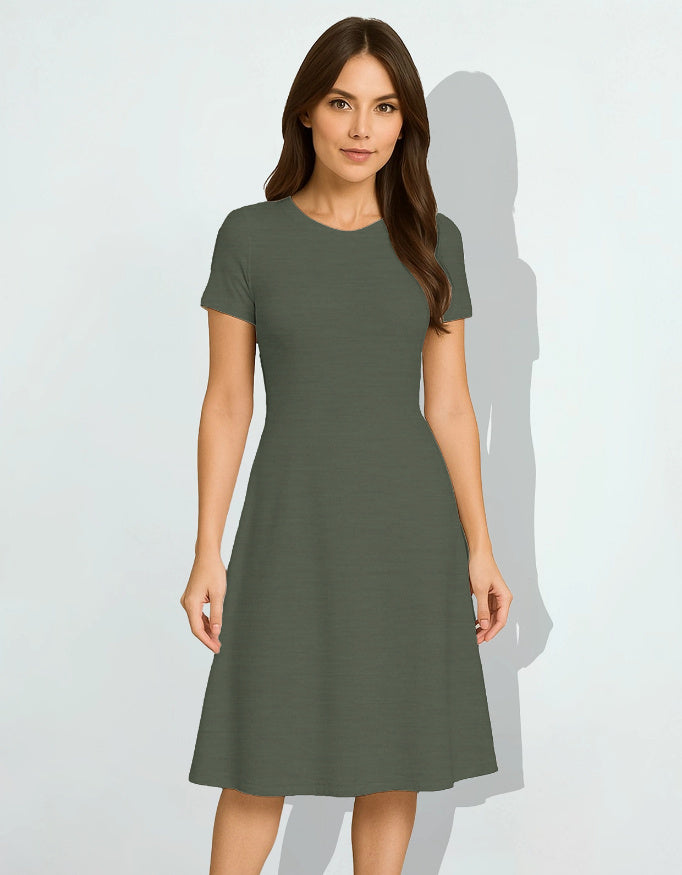 olivedrab AOP A line Dress