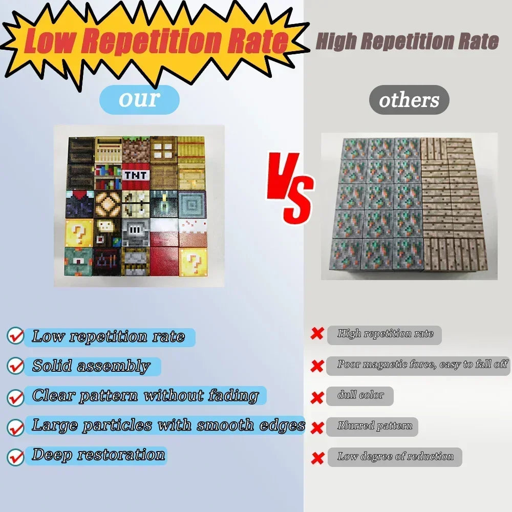 Magnetic Building Blocks Mine World Magnet Cube for Stacking Construction Set Educate Sensory Toys Kids Boys Girls Ages 3+ DIY