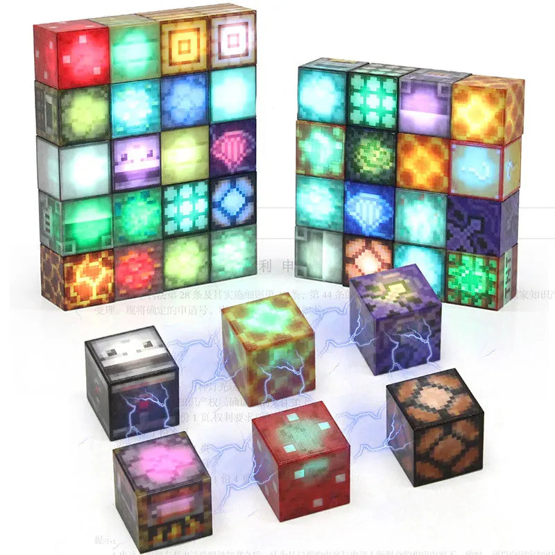 Light Magnetic Building Blocks Mine World Cube Magnet World Set