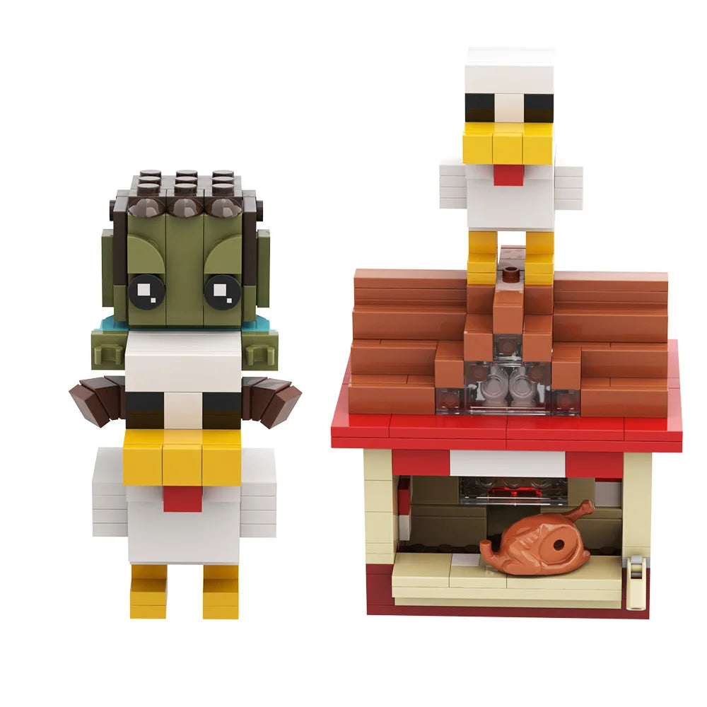 My World Building Blocks Sets Interactive Game Attack Chicken Jockey Cute Animal Steve's Lava Chicken Bricks Toy Gift