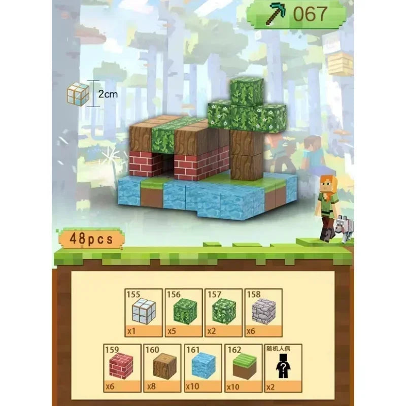 New 192PCS Magnetic Building Blocks Mine Magnet World Set Toys STEM Montessori Stacking Cubes Construction Set Christmas Gift