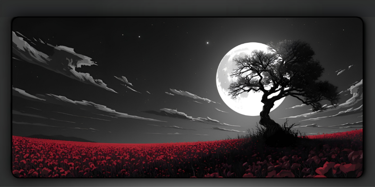 Moon view Red Deskmat — deskmat india wall art for gaming room