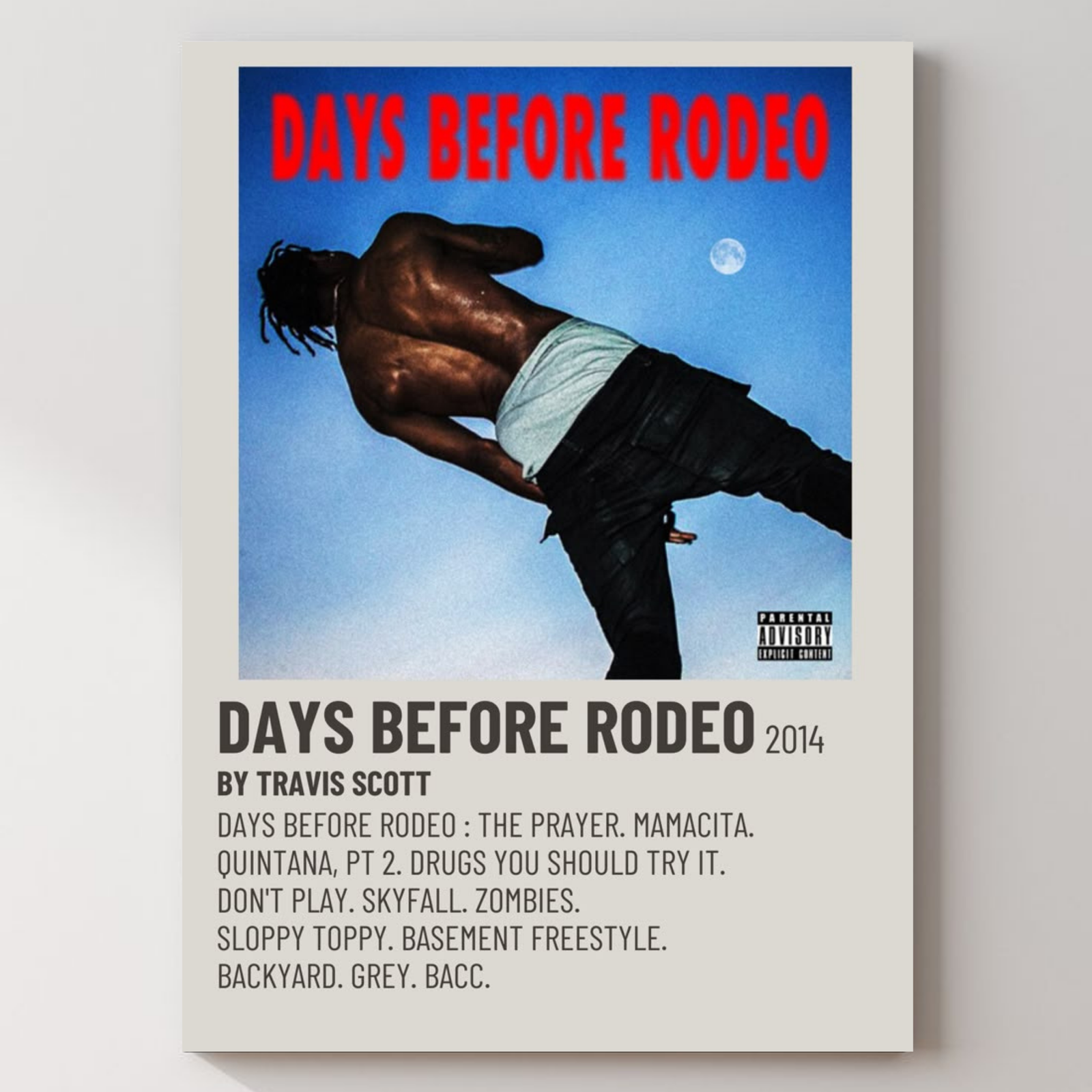 Travis Scott Days Before Rodeo Metal Poster — aluminium poster wall art for gaming room