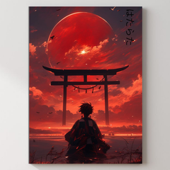 Red Tanjiro Metal Poster — aluminium poster wall art for gaming room
