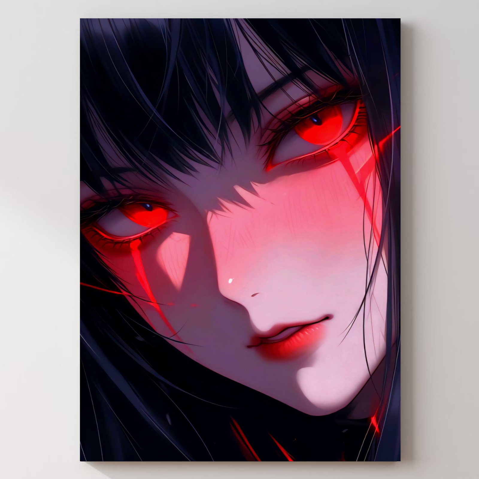 Red Eyes Metal Poster — aluminium poster wall art for gaming room