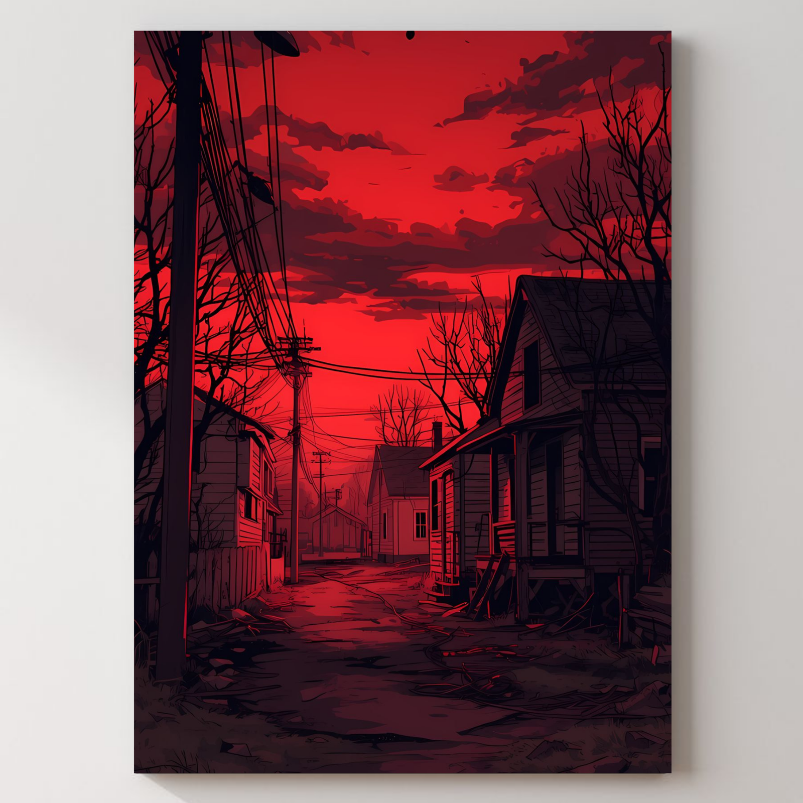 Red Street Metal Poster — aluminium poster wall art for gaming room