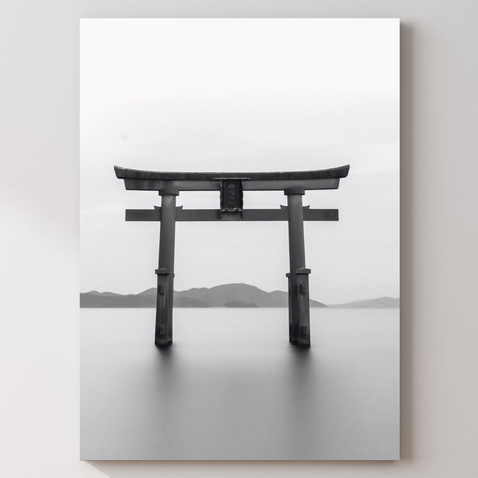 Japanese Temple gate White Metal Poster — aluminium poster wall art for gaming room