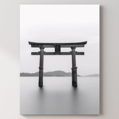 Japanese Temple gate White Metal Poster — aluminium poster wall art for gaming room