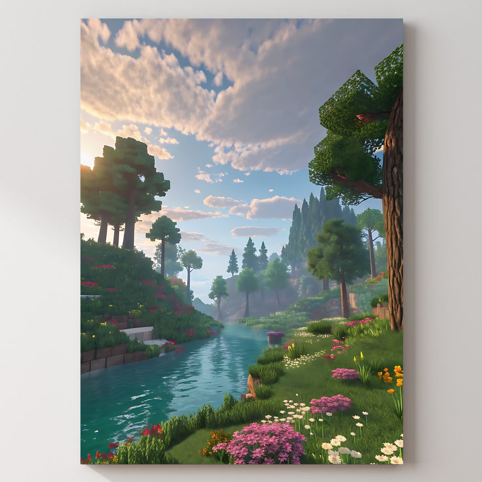 Minecraft River View Metal Poster — aluminium poster wall art for gaming room