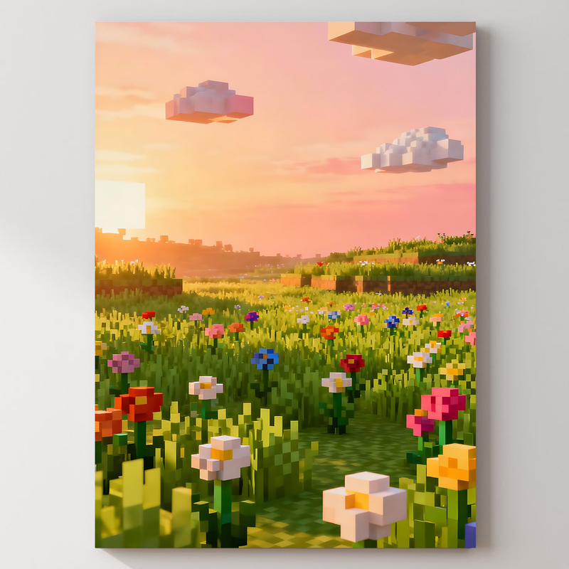 Minecraft Flower Field Metal Poster