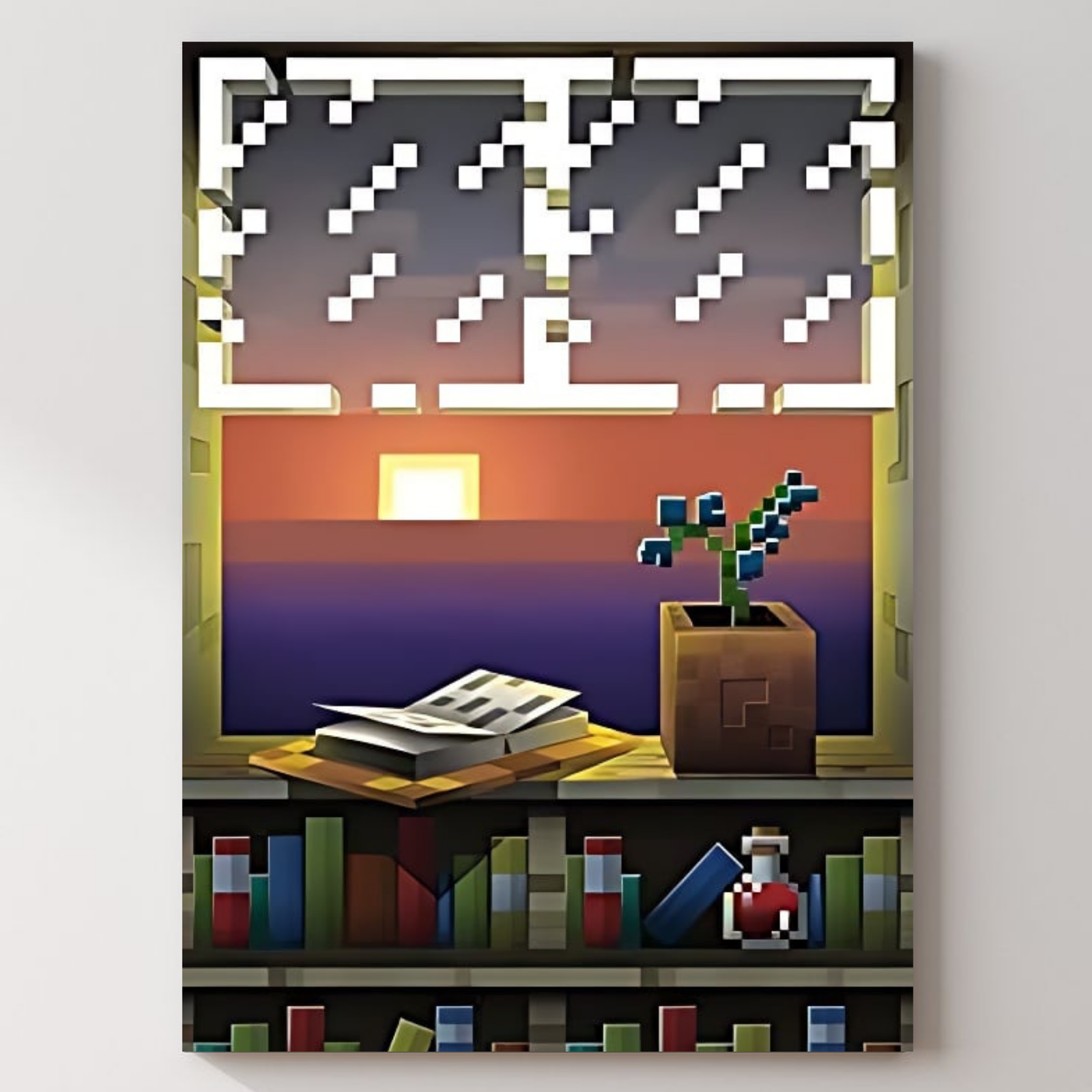 Minecraft Window Metal Poster — aluminium poster wall art for gaming room