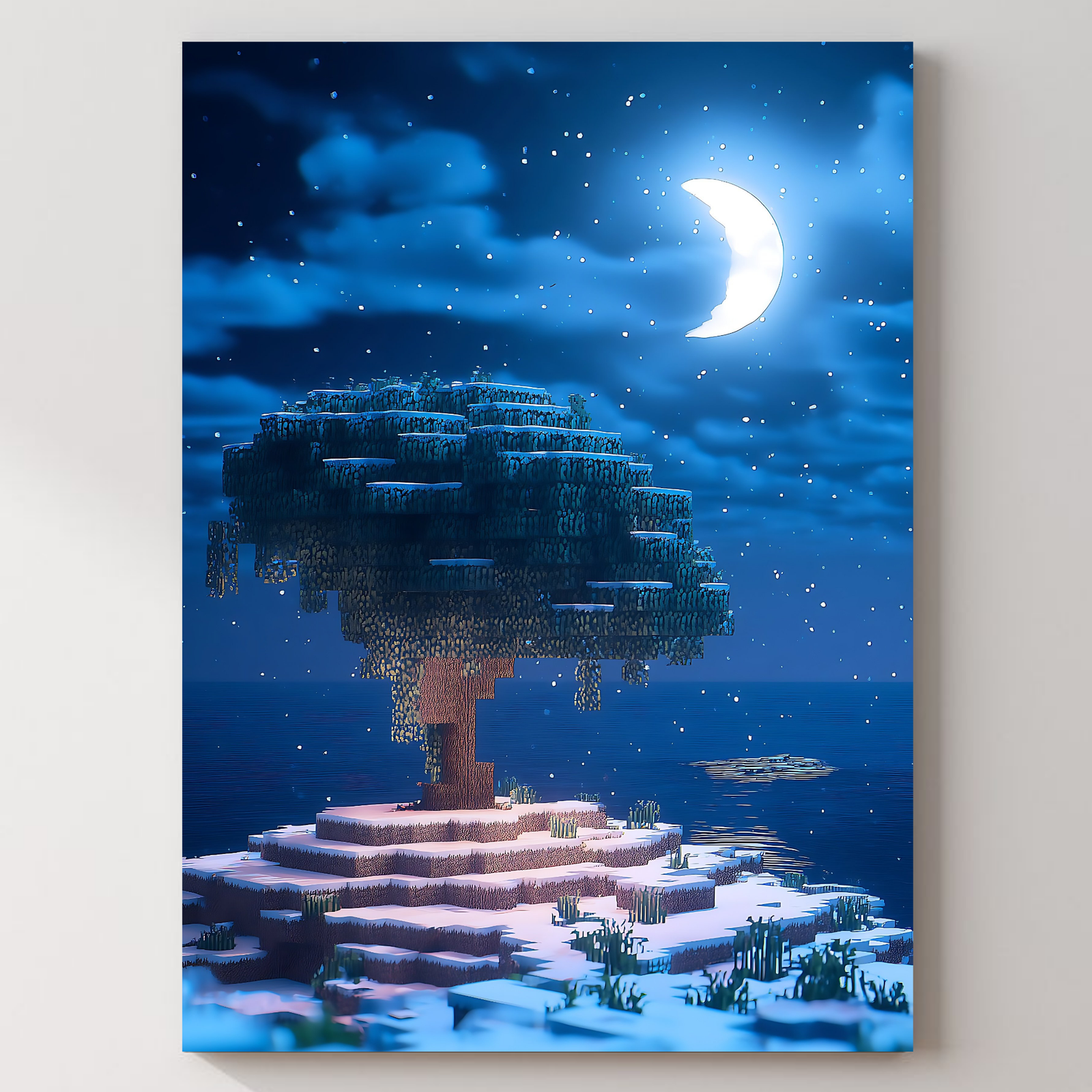 Minecraft Night Metal Poster — aluminium poster wall art for gaming room