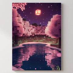 Minecraft Cherry Metal Poster — aluminium poster wall art for gaming room